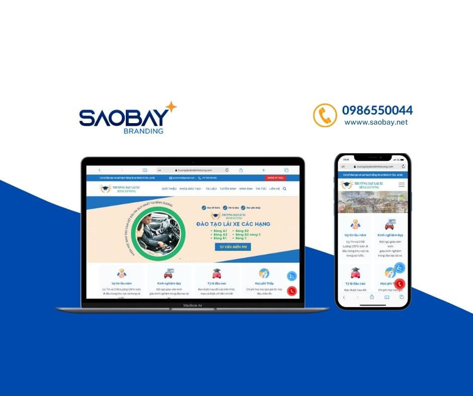 Thiết kế web trọn gói cho trường dạy lái xe Bình Dương